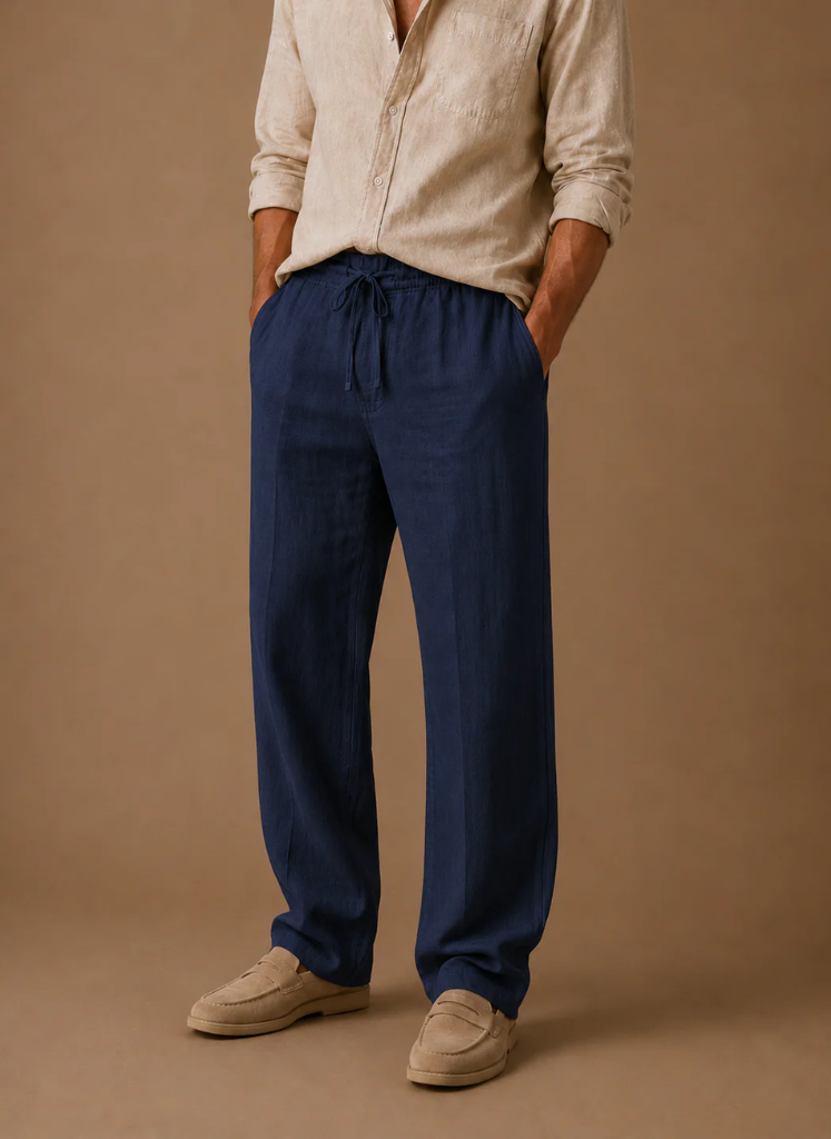 Men's Linen Blend Trousers – Lightweight Smart Casual | Areleon