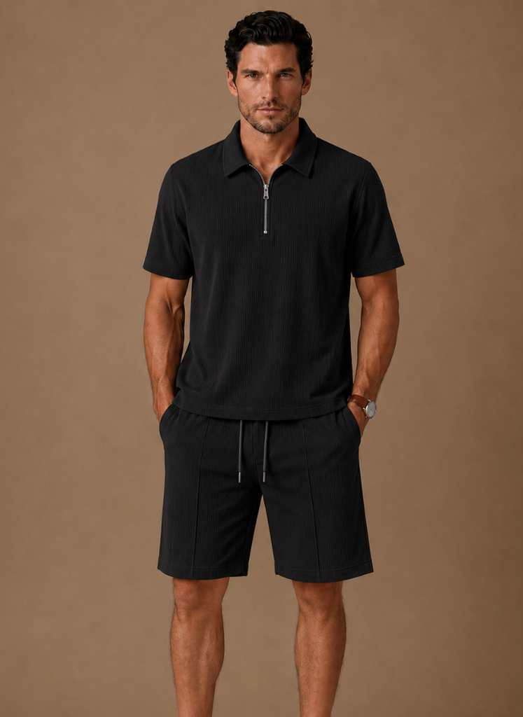 Men's Matching Polo & Shorts Set – Summer Ribbed | Areleon