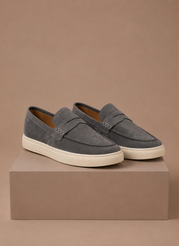 Mocassins penny en suède pour homme – Slip-on léger premium | Areleon