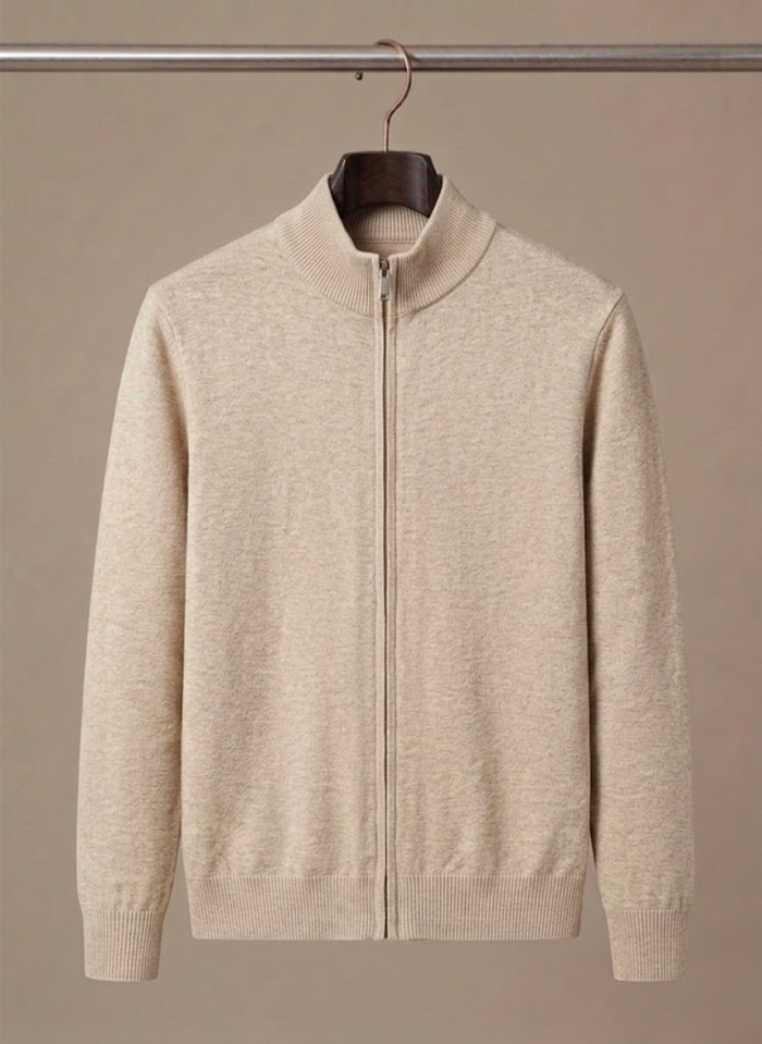 Cardigan zippé pour homme – Maille stretch décontractée à col montant | Areleon