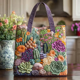 Eugénie | Sac cabas matelassé à motif jardin de succulentes