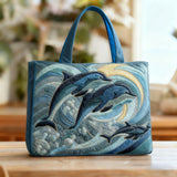 Lise | Sac cabas matelassé à motif dauphins