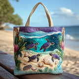 Louane | Sac cabas matelassé à motif tortues de mer