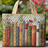 Muriel | Sac cabas matelassé à motif livres fleuris