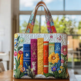 Ninon | Sac cabas matelassé à motif livres et fleurs