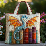 Esther | Sac cabas matelassé au dragon et aux livres