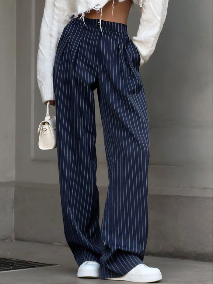 Clémence | Pantalon large à fines rayures