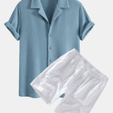 Ensemble Capucine — chemise gaufrée & short à cordon en lin et coton