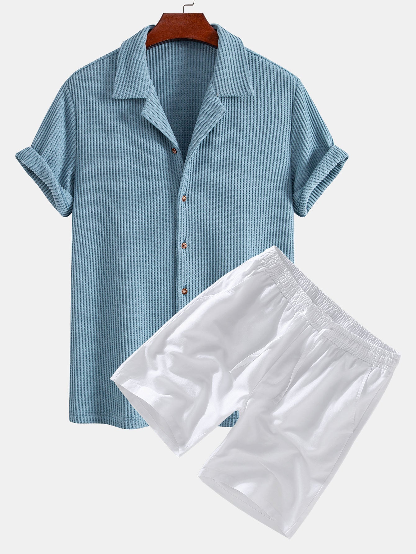 Ensemble Capucine — chemise gaufrée & short à cordon en lin et coton