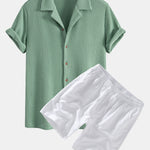 Ensemble Capucine — chemise gaufrée & short à cordon en lin et coton