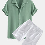 Ensemble Capucine — chemise gaufrée & short à cordon en lin et coton