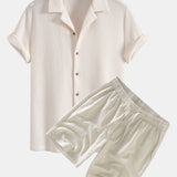 Ensemble Capucine — chemise gaufrée & short à cordon en lin et coton