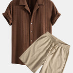 Ensemble Capucine — chemise cubaine texturée jacquard & short texturé froissé à cordon