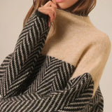 Apolline | Pull à col montant à motif zigzag