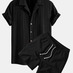 Ensemble Améline — chemise cubaine texturée jacquard & short texturé froissé à cordon