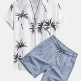 Ensemble Améline — chemise à imprimé palmiers & short de bain à imprimé rayé