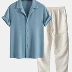 Ensemble Améline — chemise gaufrée & pantalon en lin à jambe droite