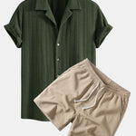 Ensemble Améline — chemise cubaine texturée jacquard & short texturé froissé à cordon