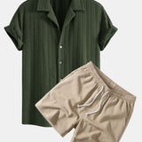 Ensemble Améline — chemise cubaine texturée jacquard & short texturé froissé à cordon