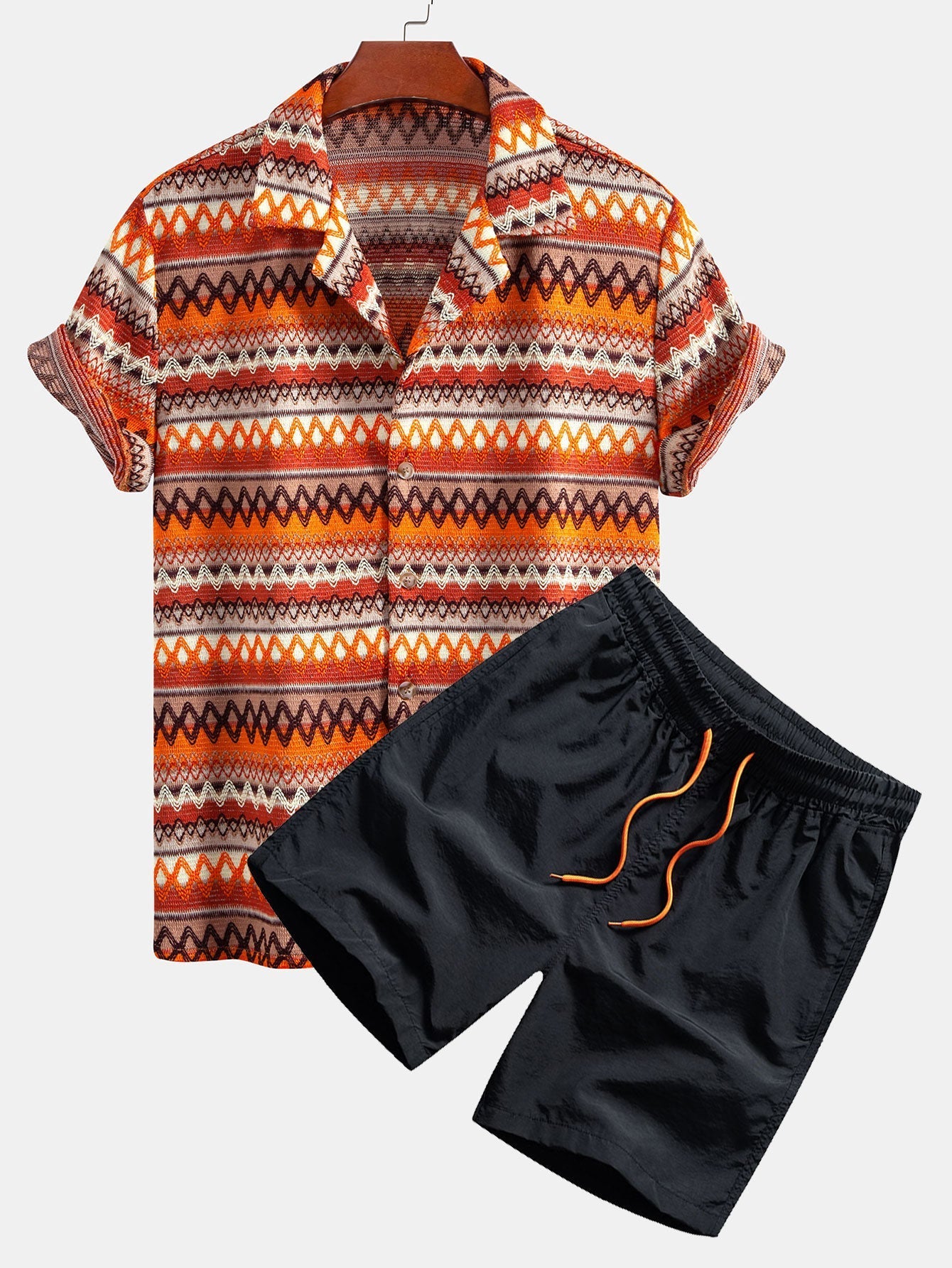 Ensemble — chemise cubaine géométrique & short de bain