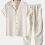 Ensemble Améline — chemise gaufrée & pantalon en lin à jambe droite