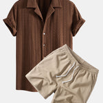 Ensemble Améline — chemise cubaine texturée jacquard & short texturé froissé à cordon