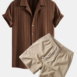 Ensemble Améline — chemise cubaine texturée jacquard & short texturé froissé à cordon