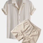 Ensemble Améline — chemise cubaine texturée jacquard & short texturé froissé à cordon