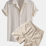 Ensemble Améline — chemise cubaine texturée jacquard & short texturé froissé à cordon
