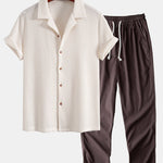 Ensemble Améline — chemise gaufrée & pantalon en lin à jambe droite