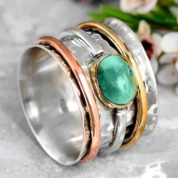 Bague Vintage Or & Argent Turquoise