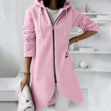 Daphné | Sweat long zippé à capuche et ourlet arrondi