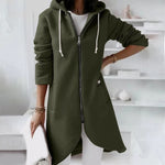Daphné | Sweat long zippé à capuche et ourlet arrondi