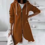 Daphné | Sweat long zippé à capuche et ourlet arrondi