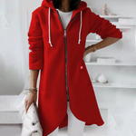 Daphné | Sweat long zippé à capuche et ourlet arrondi
