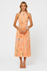 Zélie | Robe midi fluide à encolure licou