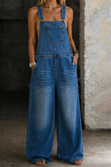 Salopette en Jean à Taille Élastiquée
