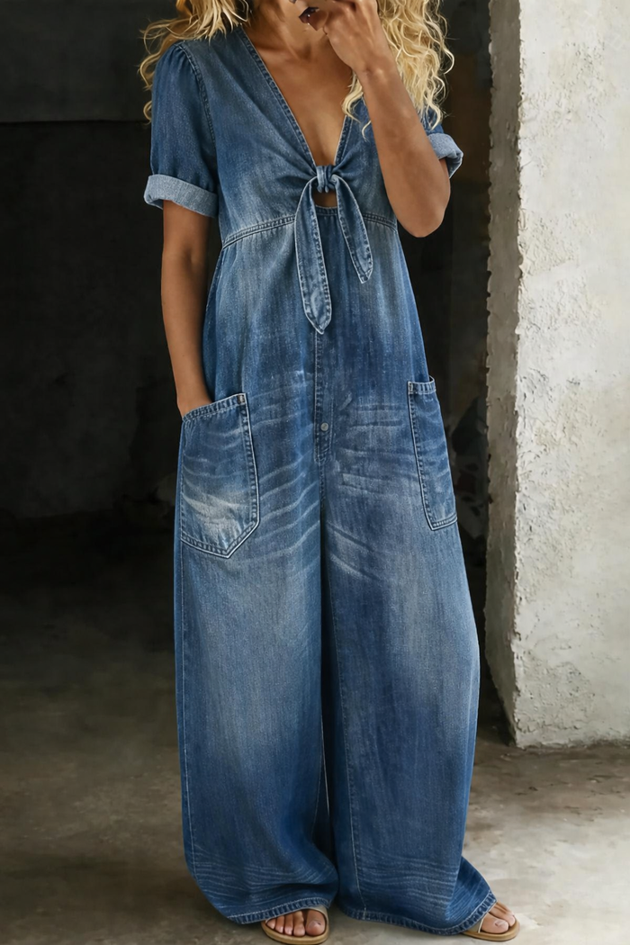 Combinaison denim col V