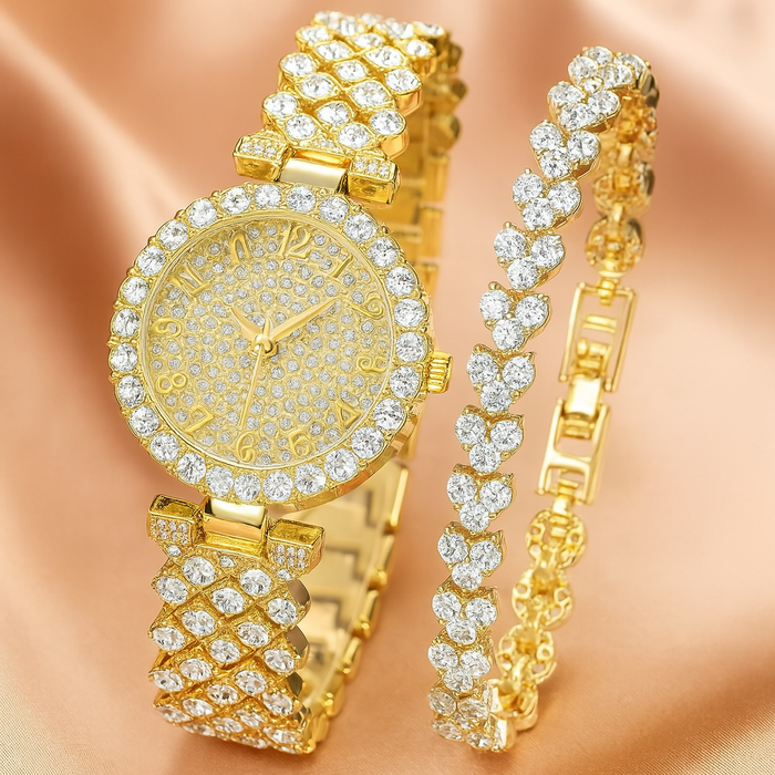 Coffret montre & bracelet doré