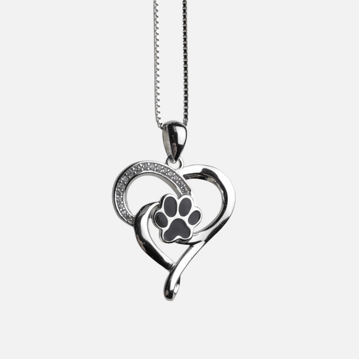 Collier avec cœur et patte en argent Elin