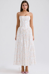Renée | Robe longue à corset et fines bretelles