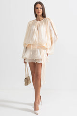 Georgette | Robe courte drapée à manches longues