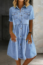 Robe Midi en Jean Bleu Clair Coupe Ample