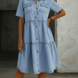 Robe Midi en Jean Bleu Clair Coupe Ample