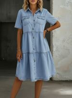 Robe Midi en Jean Bleu Clair Coupe Ample