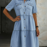 Robe Midi en Jean Bleu Clair Coupe Ample
