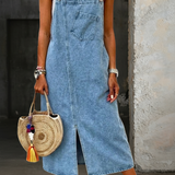 Robe en Jean à Bretelles Coupe Décontractée