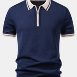 Ensemble Capucine — polo zippé en maille à bordure contrastante & pantalon fuselé coupe slim