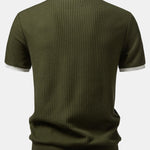 Ensemble Capucine — polo gaufré en maille contrastante à col Johnny & pantalon gaufré en maille à cordon