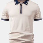 Ensemble Améline — polo zippé en maille à bordure contrastante & pantalon fuselé coupe slim